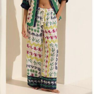 Brand New Daniella Manini x Celandine Linen Blend Wide-Leg Pull-On Pants